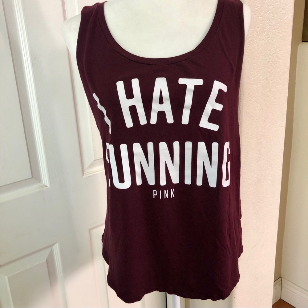 Pink Victoria’s Secret I Hate Running Tank Large
